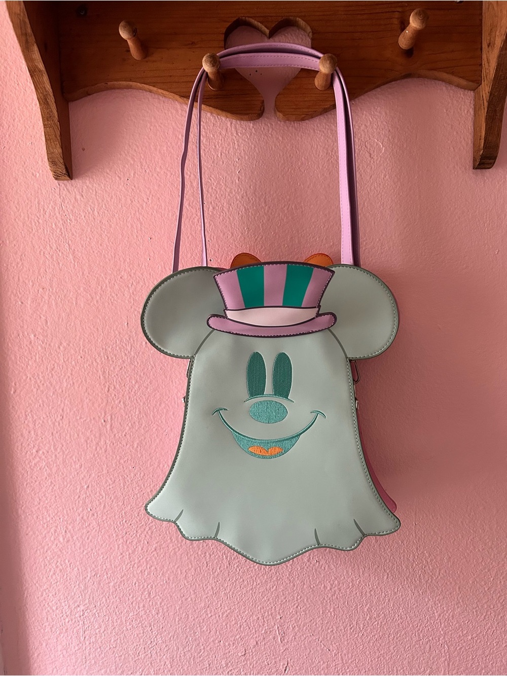 Loungefly Disney Pastel Ghost Mickey & Minnie Reversible Glow Crossbody Bag